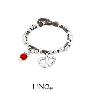 UNO de 50 Silver Bracelet with Red Charm